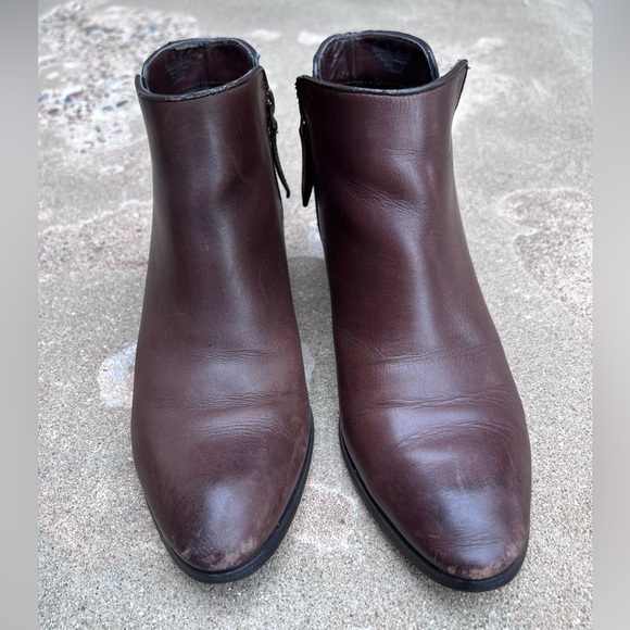 Franco Sarto Quasar Dark Brown Leather Heeled Ankle Boot Sz 8 - Picture 3 of 11